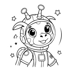 Simple vector illustration of Giraffe drawing for kids page