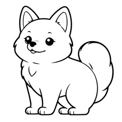 Simple vector illustration of Pomsky hand drawn for kids coloring page