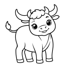 Simple vector illustration of bull drawing for toddlers colouring page