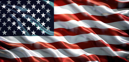 Modern ultrawide header/footer with a blank central space features a classic American flag design for a versatile Memorial Day tribute.