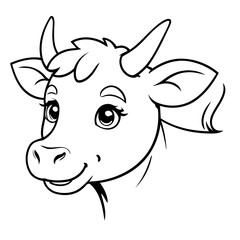 Simple vector illustration of Cattle drawing for kids colouring activity