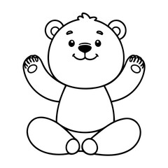 Vector illustration of a cute Bear doodle for kids coloring worksheet