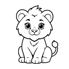Cute vector illustration lion drawing for toddlers book