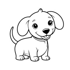 Cute vector illustration Dachshund drawing for kids colouring activity