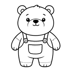 Vector illustration of a cute Bear drawing for toddlers colouring page