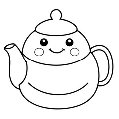 Cute vector illustration Teapot for kids coloring activity page