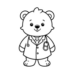 Cute vector illustration Bear colouring page for kids