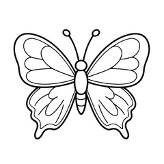 Vector illustration of a cute butterfly drawing for toddlers colouring page
