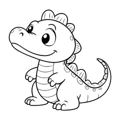 Cute vector illustration alligator doodle for kids colouring page