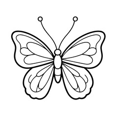 Vector illustration of a cute butterfly drawing for kids page