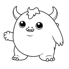 Cute vector illustration Monster drawing for kids page