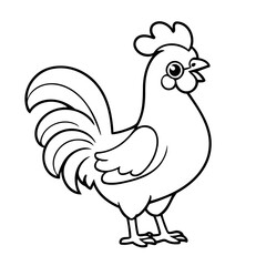 Cute vector illustration Rooster drawing for colouring page