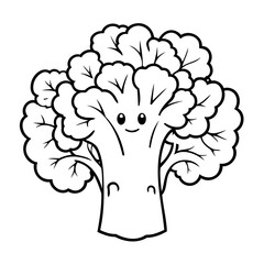 Simple vector illustration of Broccoli drawing for kids page