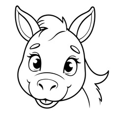 Simple vector illustration of Donkey for children colouring activity