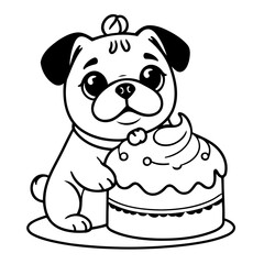 Simple vector illustration of Pug for children colouring activity