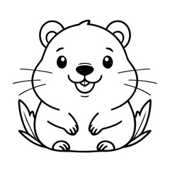 Cute vector illustration Beaver hand drawn for kids coloring page