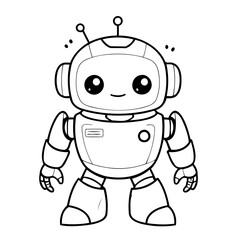 Cute vector illustration Robot doodle for toddlers coloring activity