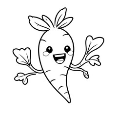 Cute vector illustration Carrot colouring page for kids
