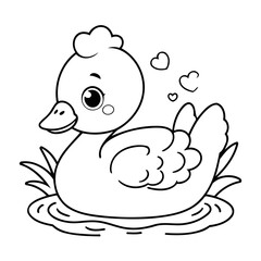 Simple vector illustration of Swan hand drawn for kids page