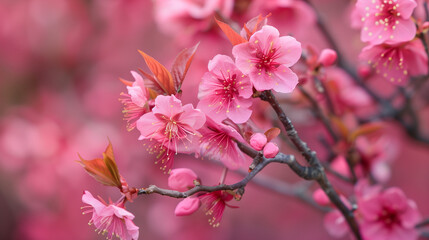 Close Up of Pink Blossoms on a Tree
