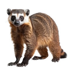 Fototapeta premium A lemur stands in front of a Png background, a coati isolated on transparent background