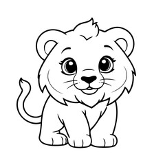 Cute vector illustration Lion doodle for children worksheet