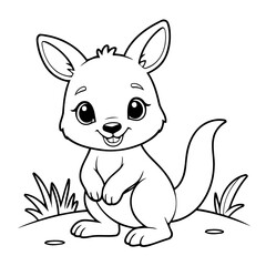 Cute vector illustration Kangaroo hand drawn for kids coloring page