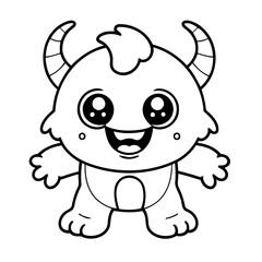 Simple vector illustration of Monster for toddlers colouring page