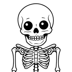 Vector illustration of a cute Skeleton doodle for children worksheet