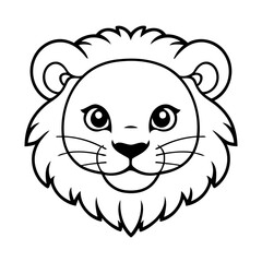 Simple vector illustration of Lion drawing for toddlers colouring page