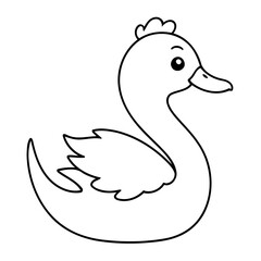 Vector illustration of a cute Swan drawing for children page