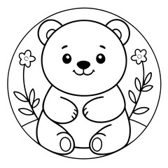 Simple vector illustration of Bear drawing for children page