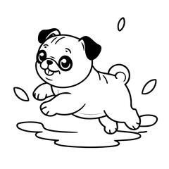 Cute vector illustration Pug drawing for toddlers coloring activity