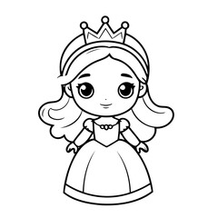 Vector illustration of a cute Princess drawing for toddlers book