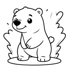 Cute vector illustration Polarbear hand drawn for kids coloring page