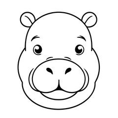 Cute vector illustration hippo for toddlers colouring page