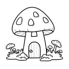 Simple vector illustration of mushroom drawing for children page