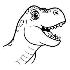 Simple vector illustration of TRex hand drawn for kids coloring page