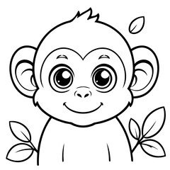 Cute vector illustration Monkey for kids colouring page
