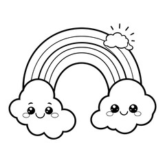 Vector illustration of a cute Rainbow drawing for kids page