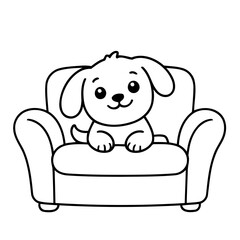 Fototapeta premium Cute vector illustration Puppy drawing for kids page