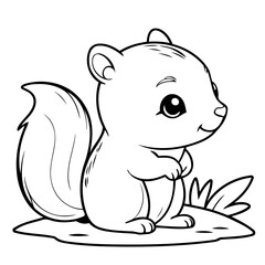 Simple vector illustration of Chipmunk drawing for kids page