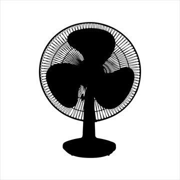 recommend clip art: Floor fan silhouette isolated on white background. Table fan icon vector illustration. 
