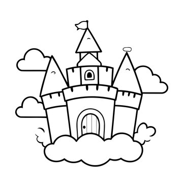 recommend clip art: Simple vector illustration of Castle for kids colouring worksheet