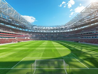 Detailed 3D Rendering of a Soccer Stadium