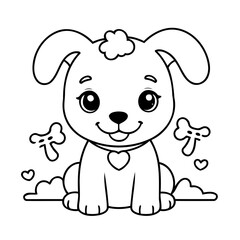 Vector illustration of a cute Puppy doodle drawing for kids page