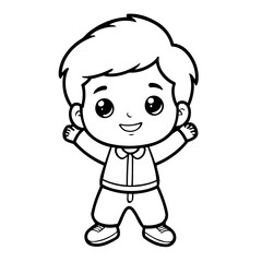 Vector illustration of a cute Boy drawing for kids page