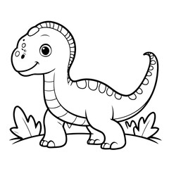 Cute vector illustration Dino for kids colouring worksheet