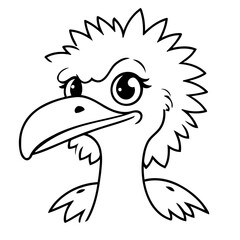 Cute vector illustration Ostrich doodle colouring activity for kids