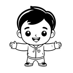 Vector illustration of a cute Boy drawing for kids colouring page